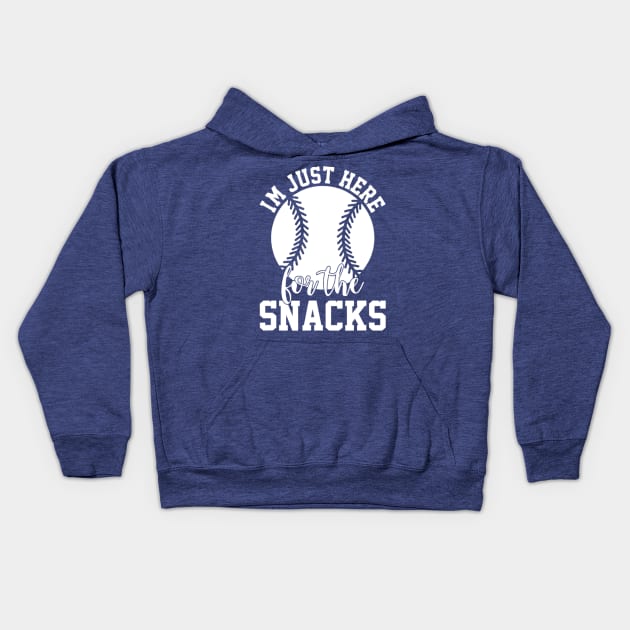 I'm Just Here for the Snacks Funny Baseball Softball Fans Kids Hoodie by Emily Ava 1